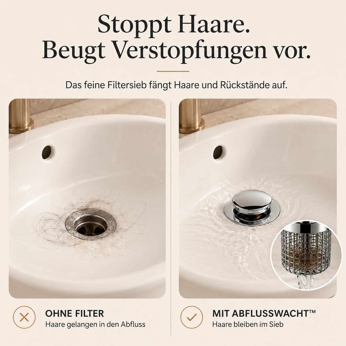 AbflussWacht™  Haarfilter-Stopfen