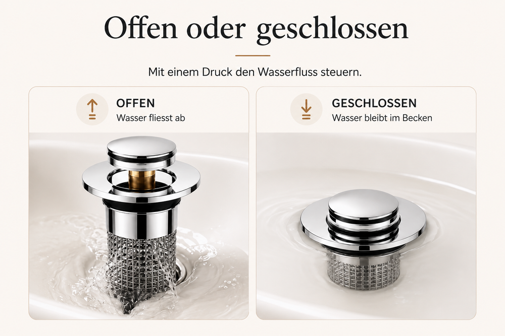 AbflussWacht per Fingerdruck bedienen
